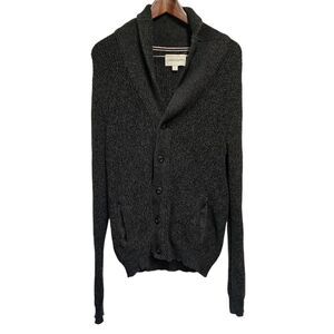 SUN+STONE Knit Button Front Long Sleeve Cardigan Sweater‎ SMALL Gray/Black